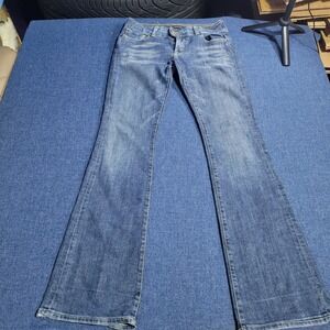 PEOPLE FOR PEACE Denim Bell Bottom Jeans Women's S 28 Blue USA Made Vintage Y2K